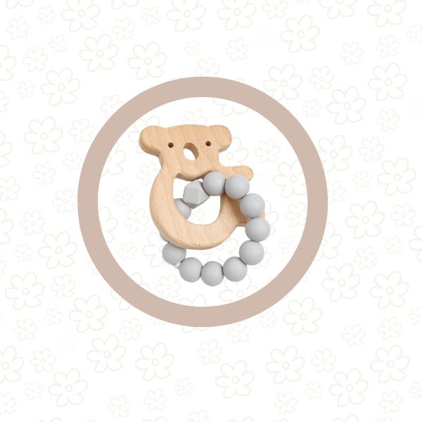 *NEW* Koala Silicone + Beechwood Teether Ring (Cloud Grey)