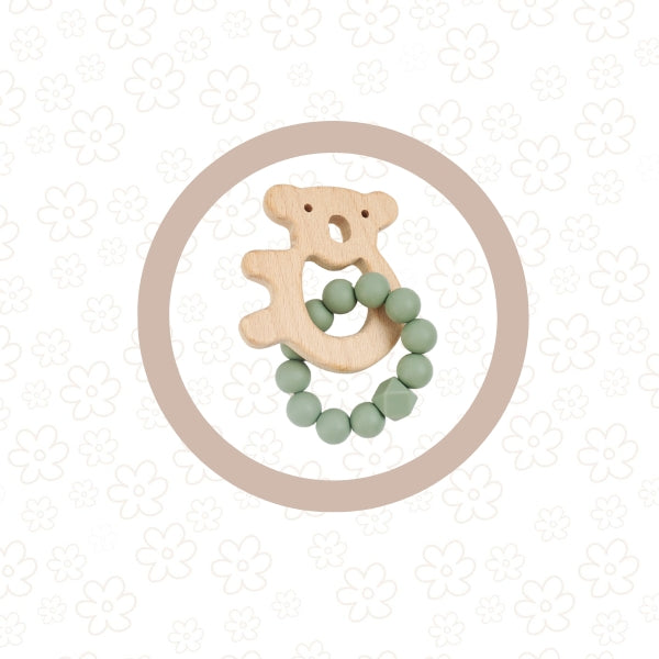 *NEW* Koala Silicone + Beechwood Teether Ring (Sage Green)