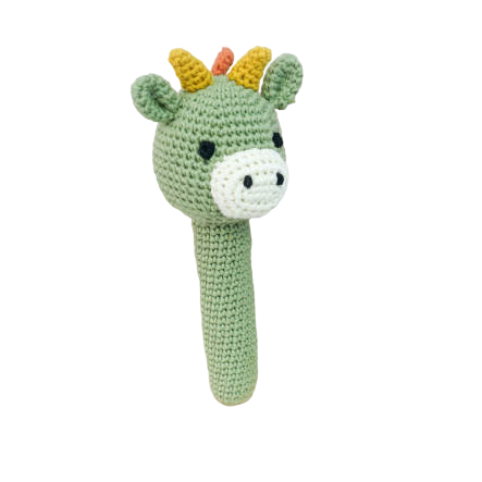 100% Cotton Crochet Hand Rattle - Spike Dinosaur