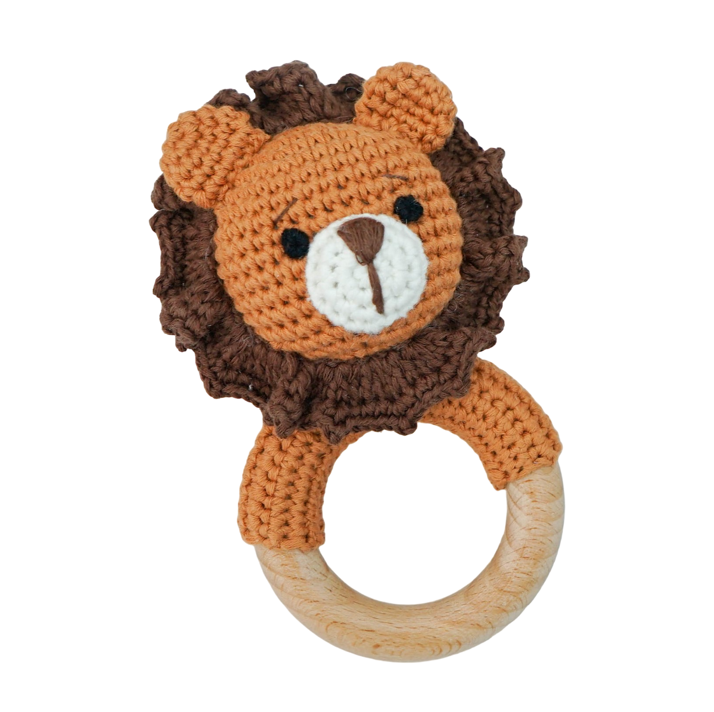 100% Cotton Crochet Ring Rattle - Roary Lion