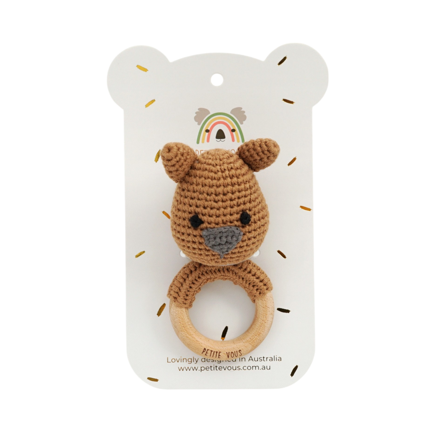 *NEW* 100% Cotton Crochet Ring Rattle - Wombat