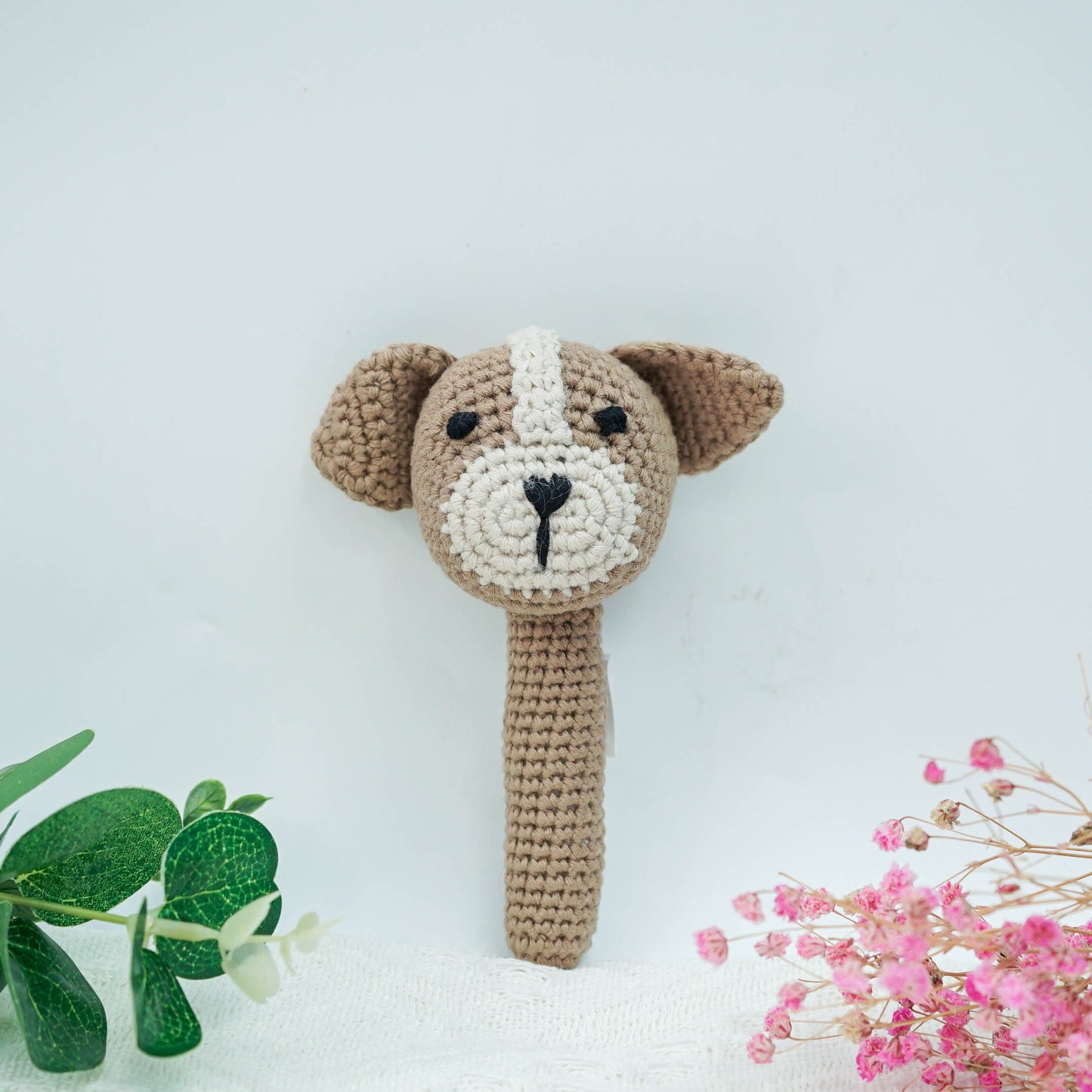 100% Cotton Crochet Hand Rattle - Parker Puppy