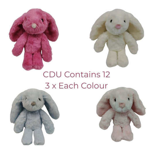 CDU Set of 12 Rattles - Bunny Plush (4 colours) (Wholesale)