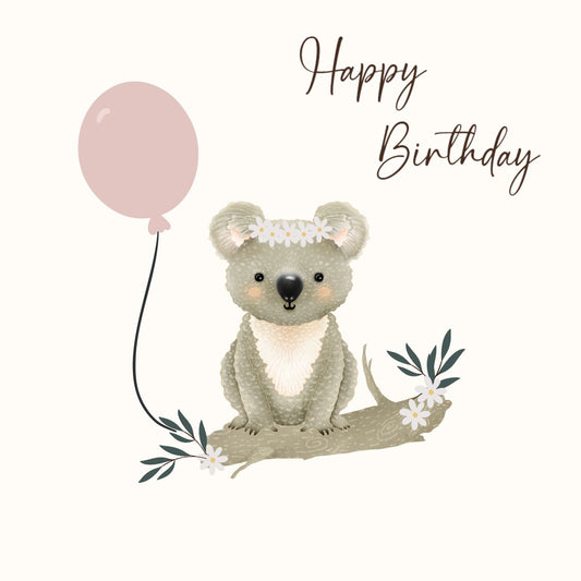 Petite Vous Greeting Card - Happy Birthday Koala Girl