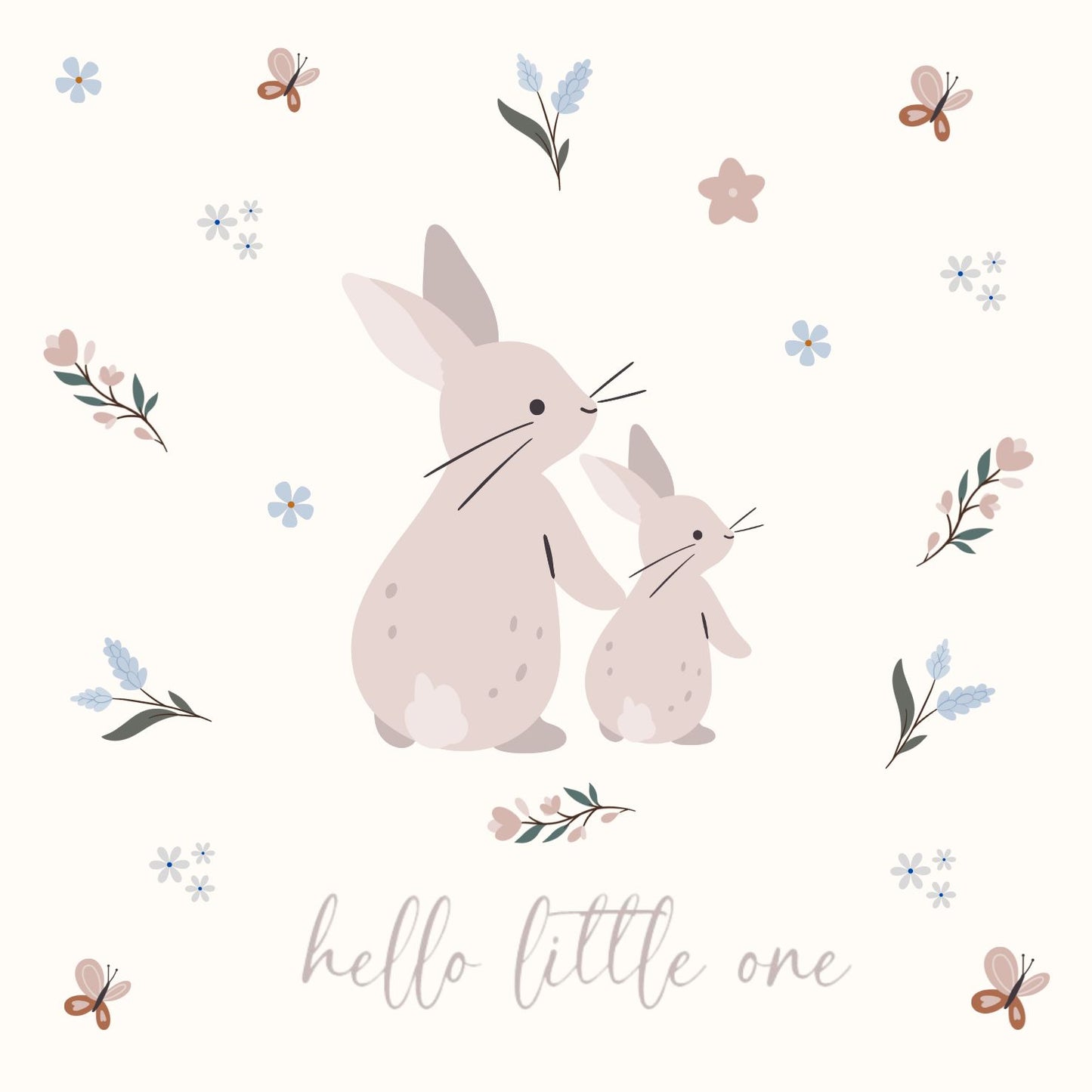 Petite Vous Greeting Card - Hello Little One Rabbits