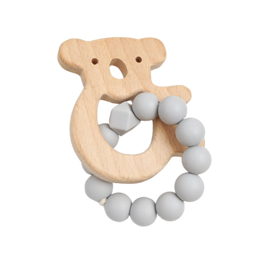 *NEW* Koala Silicone + Beechwood Teether Ring (Cloud Grey)