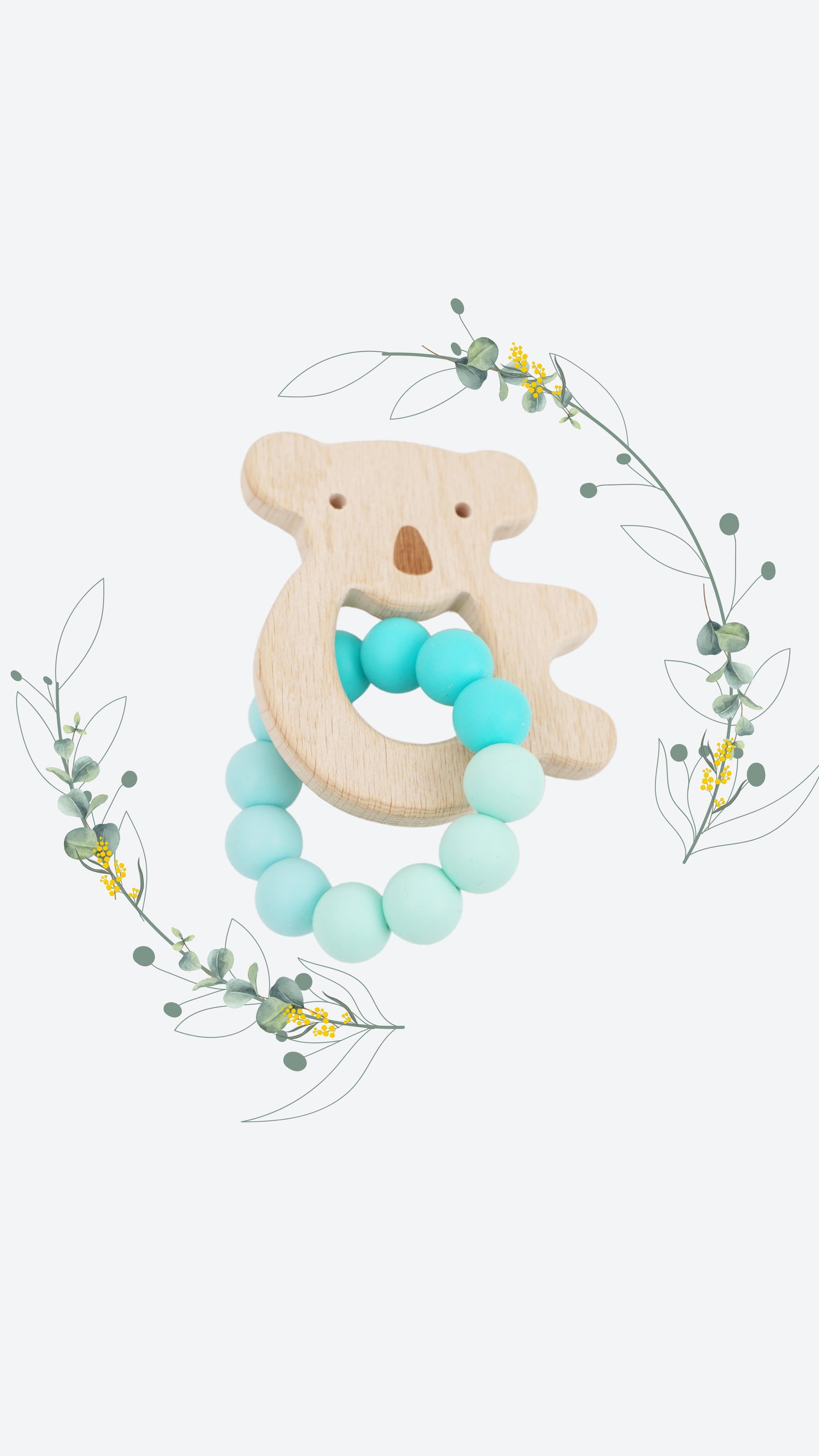 *NEW* Koala Silicone + Beechwood Teether Ring (Ocean Teal)