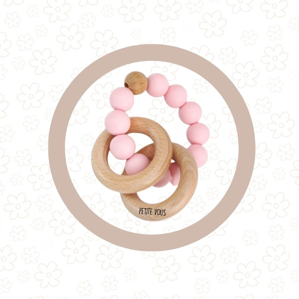*NEW* Silicone + Beechwood Teething Rings (Baby Pink)