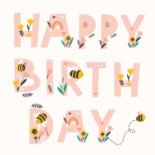 Petite Vous Greeting Card - Happy Birthday Bees