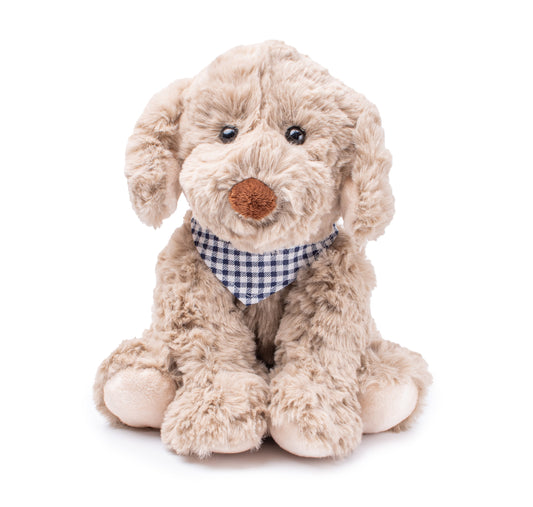 Petite Vous Buddy the Dog Soft Toy with Blue Check Bandana