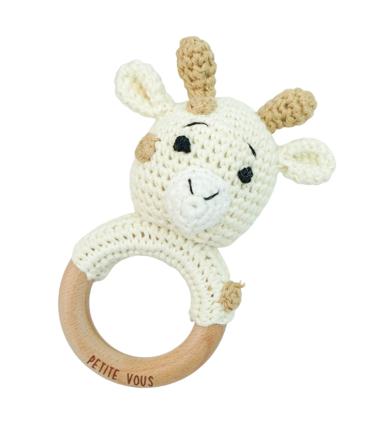 100% Cotton Crochet Ring Rattle - Percy Giraffe