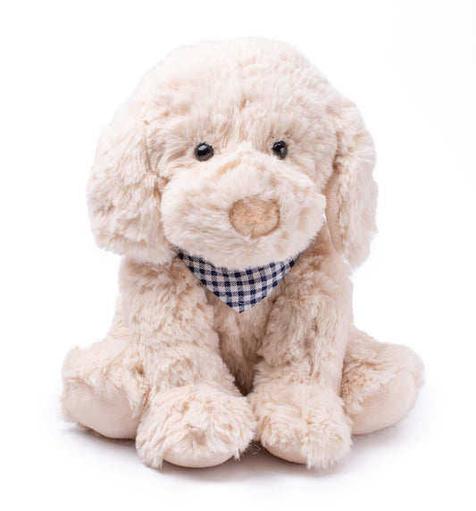 Petite Vous Monty the Dog Soft Toy with Blue Check Bandana