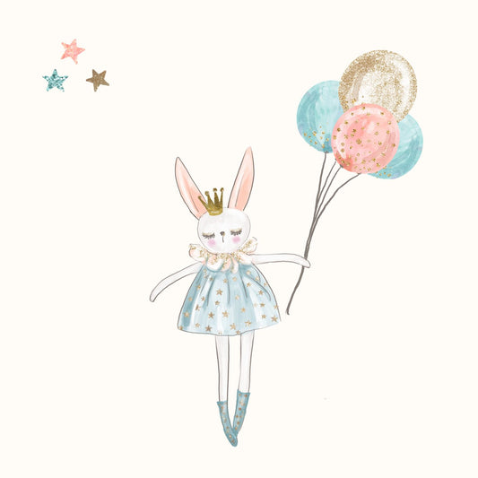 Petite Vous Greeting Card - Rabbit Princess with Balloons