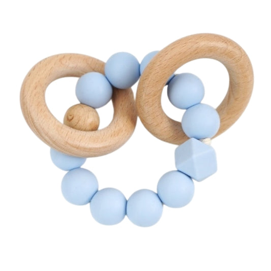 *NEW* Silicone + Beechwood Teething Rings (Baby Blue)