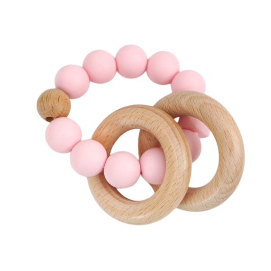 *NEW* Silicone + Beechwood Teething Rings (Baby Pink)