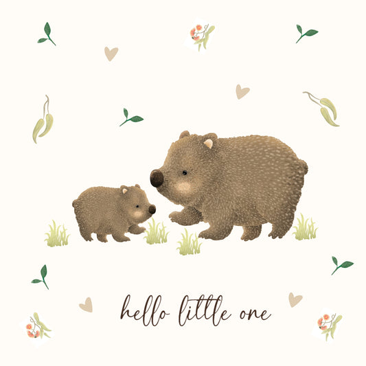 Petite Vous Greeting Card - Hello Little One Wombat